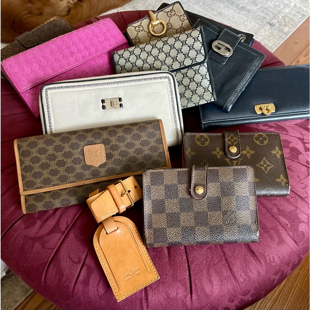 Wallets, make up bags, clutches, card holders, key chains,etc.